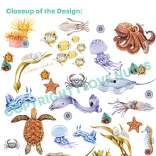 Load image into Gallery viewer, Watercolor Ocean Creatures Recycled Gift Wrapping Paper