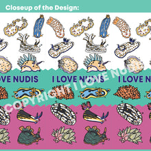 Load image into Gallery viewer, I LOVE NUDIS™ Colorful Nudibranch Collage Recycled Gift Wrapping Paper