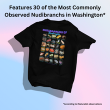 画像をギャラリービューアに読み込む, I LOVE NUDIS™ Nudibranchs of Washington Black T-shirt with Photos & Common/Scientific Names