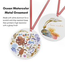 Load image into Gallery viewer, I LOVE NUDIS™ Watercolor Ocean Creatures Metal Ornament