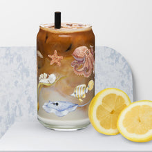 Load image into Gallery viewer, I LOVE NUDIS™ Watercolor Ocean Creatures 16 oz Glass Cup