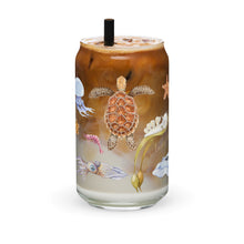 Load image into Gallery viewer, I LOVE NUDIS™ Watercolor Ocean Creatures 16 oz Glass Cup