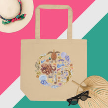 Load image into Gallery viewer, I LOVE NUDIS™ Watercolor Ocean Creatures Organic Cotton Nudibranch Tote Bag