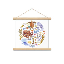 Load image into Gallery viewer, I LOVE NUDIS™ Watercolor Ocean Creatures Poster with Magnetic Hangers