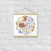Load image into Gallery viewer, I LOVE NUDIS™ Watercolor Ocean Creatures Poster with Magnetic Hangers