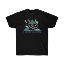 画像をギャラリービューアに読み込む, Black I LOVE NUDIS Tshirt Front