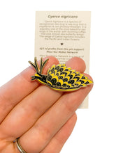 Load image into Gallery viewer, Cyerce nigricans sea slug conservation enamel pin