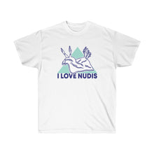 画像をギャラリービューアに読み込む, White I LOVE NUDIS Tshirt front