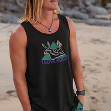 画像をギャラリービューアに読み込む, Black I LOVE NUDIS Nudibranch Tank Top on surfer at beach
