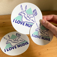 Load image into Gallery viewer, I LOVE NUDIS Logo Nudibranch Stickers