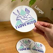 Load image into Gallery viewer, I LOVE NUDIS Logo Nudibranch Stickers