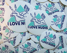 Load image into Gallery viewer, I LOVE NUDIS Logo Nudibranch Stickers