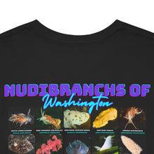 Load image into Gallery viewer, I LOVE NUDIS™ Nudibranchs of Washington Black T-shirt with Photos &amp; Common/Scientific Names
