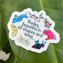 Load image into Gallery viewer, Beautiful in All Shapes &amp; Sizes Body-Positive Nudibranch Waterproof Stickers
