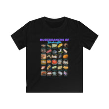 Load image into Gallery viewer, Nudibranchs of Washington Black Kids Softstyle Tee with Photos &amp; Common/Scientific Names
