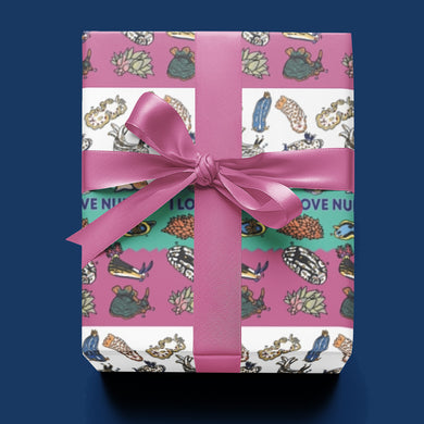 I LOVE NUDIS™ Colorful Nudibranch Collage Recycled Gift Wrapping Paper