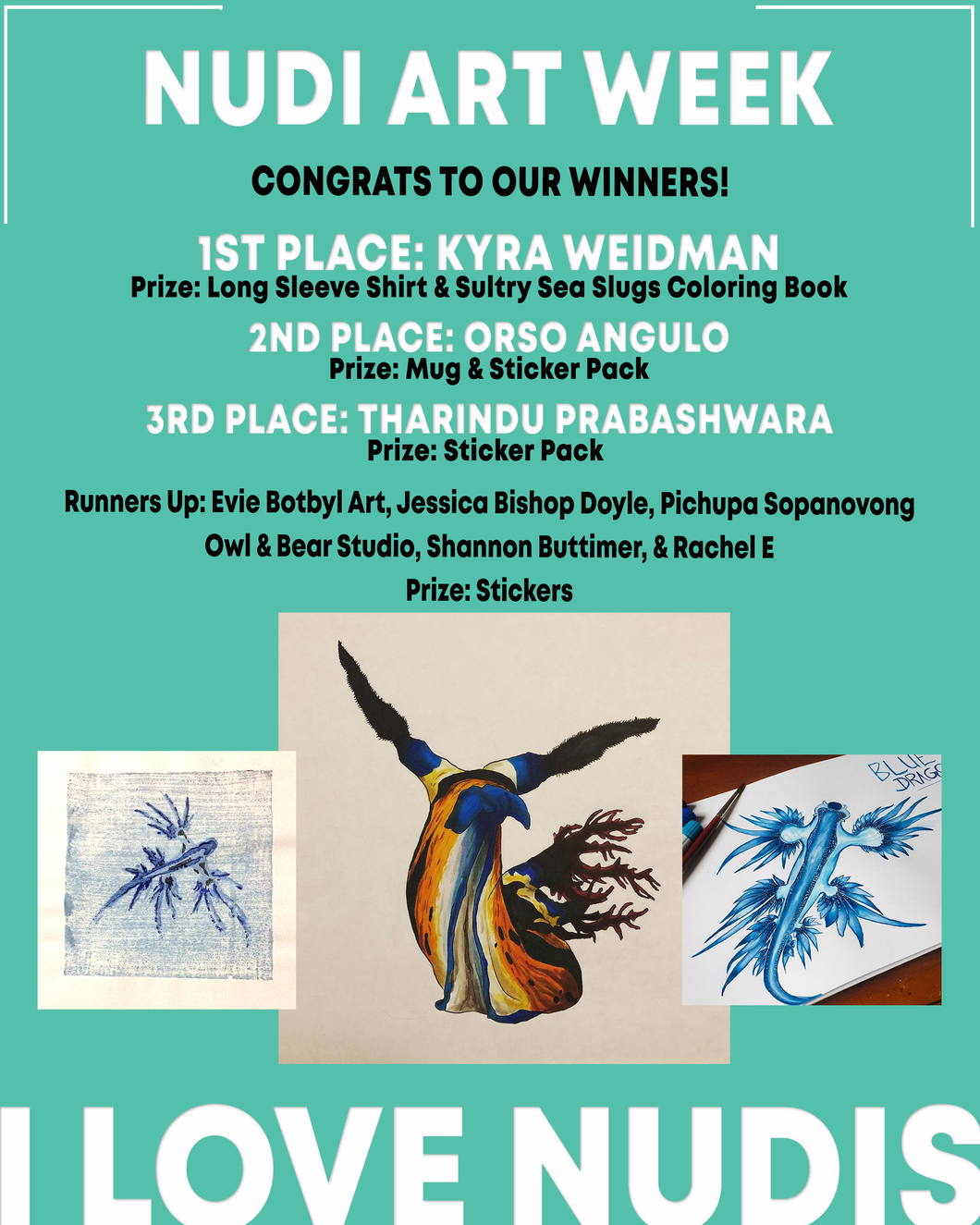 Nudibranch Art Week Winners