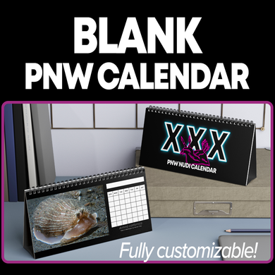 XXX PNW NUDI CALENDAR - Blank Monthly Nudibranch 12 Month Table/Desk Calendar