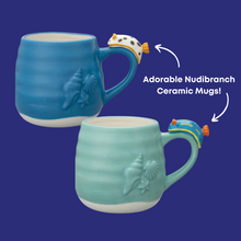 Load image into Gallery viewer, Nudibranch Ceramic Mug - 2 Species - Spotted White Sea Slug and Anna&#39;s Magnificent Sea Slug
