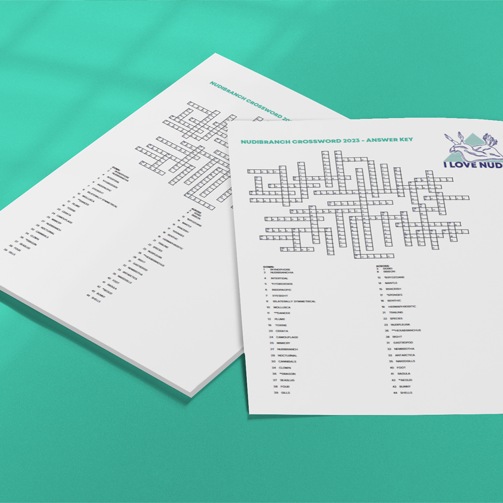 I LOVE NUDIS Nudibranch Crossword Puzzle Instant Digital Download