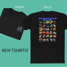 Load image into Gallery viewer, I LOVE NUDIS™ Nudibranchs of Washington Black T-shirt with Photos &amp; Common/Scientific Names
