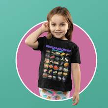 Load image into Gallery viewer, Nudibranchs of Washington Black Kids Softstyle Tee with Photos &amp; Common/Scientific Names
