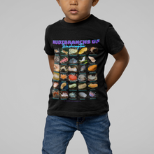 Load image into Gallery viewer, Nudibranchs of Washington Black Kids Softstyle Tee with Photos &amp; Common/Scientific Names
