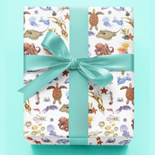 Load image into Gallery viewer, Watercolor Ocean Creatures Recycled Gift Wrapping Paper

