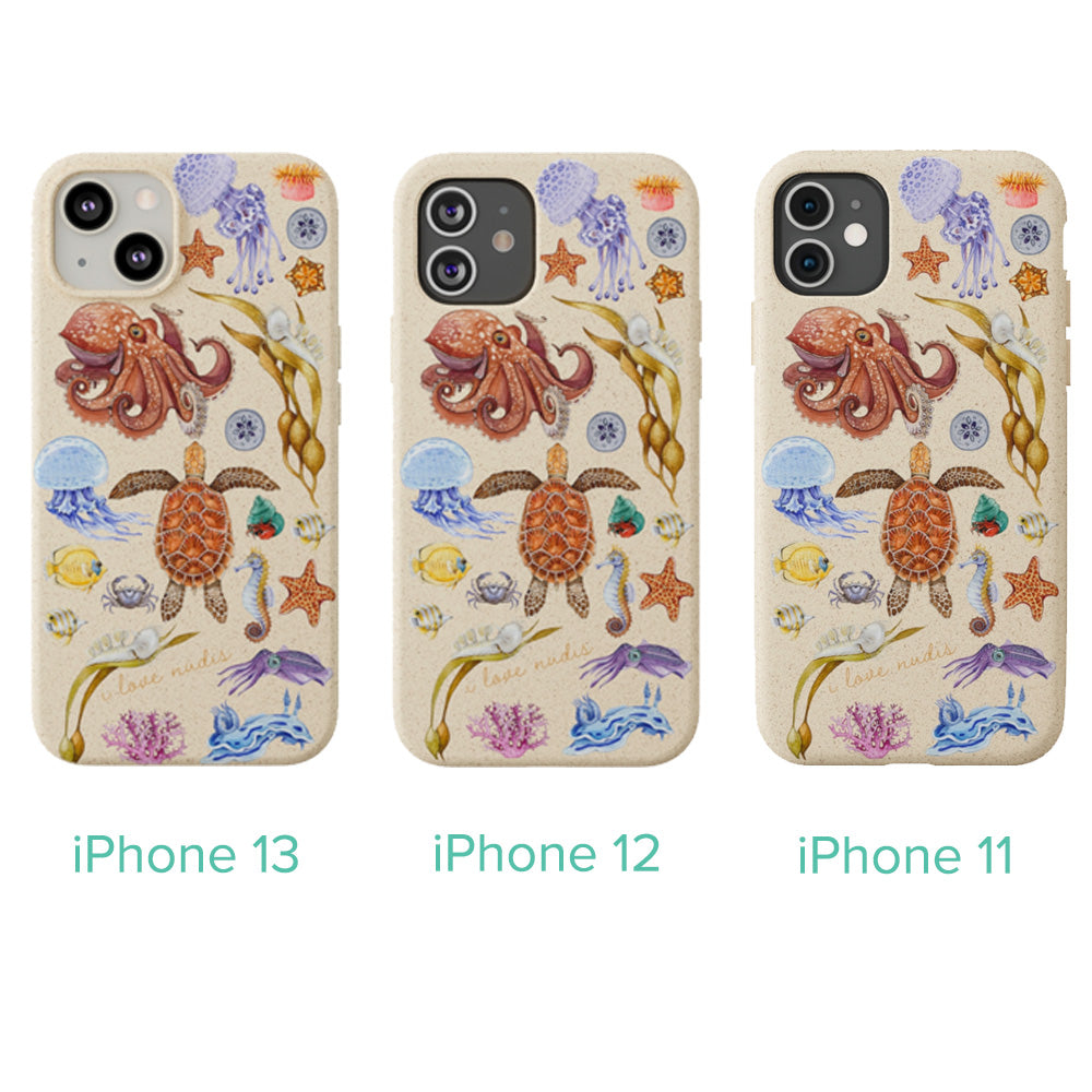 I LOVE NUDIS™ Watercolor Ocean Creatures Biodegradable Phone Case I LOVE NUDIS™ Watercolor Ocean Creatures Biodegradable Phone Case