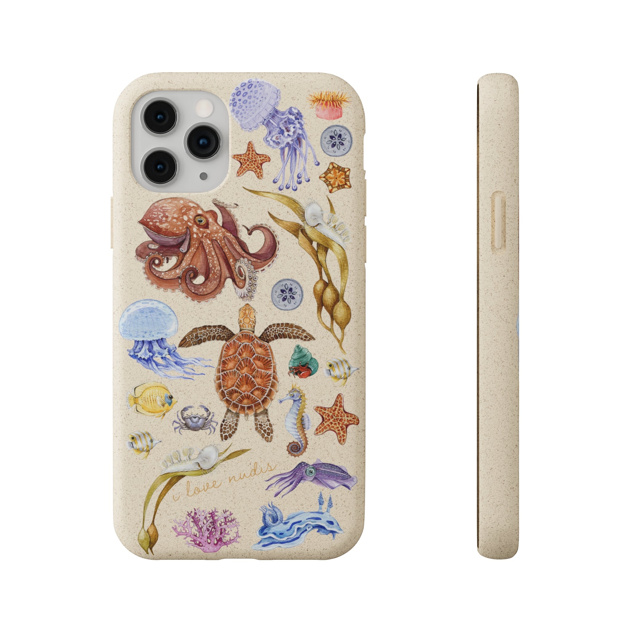 I LOVE NUDIS™ Watercolor Ocean Creatures Biodegradable Phone Case