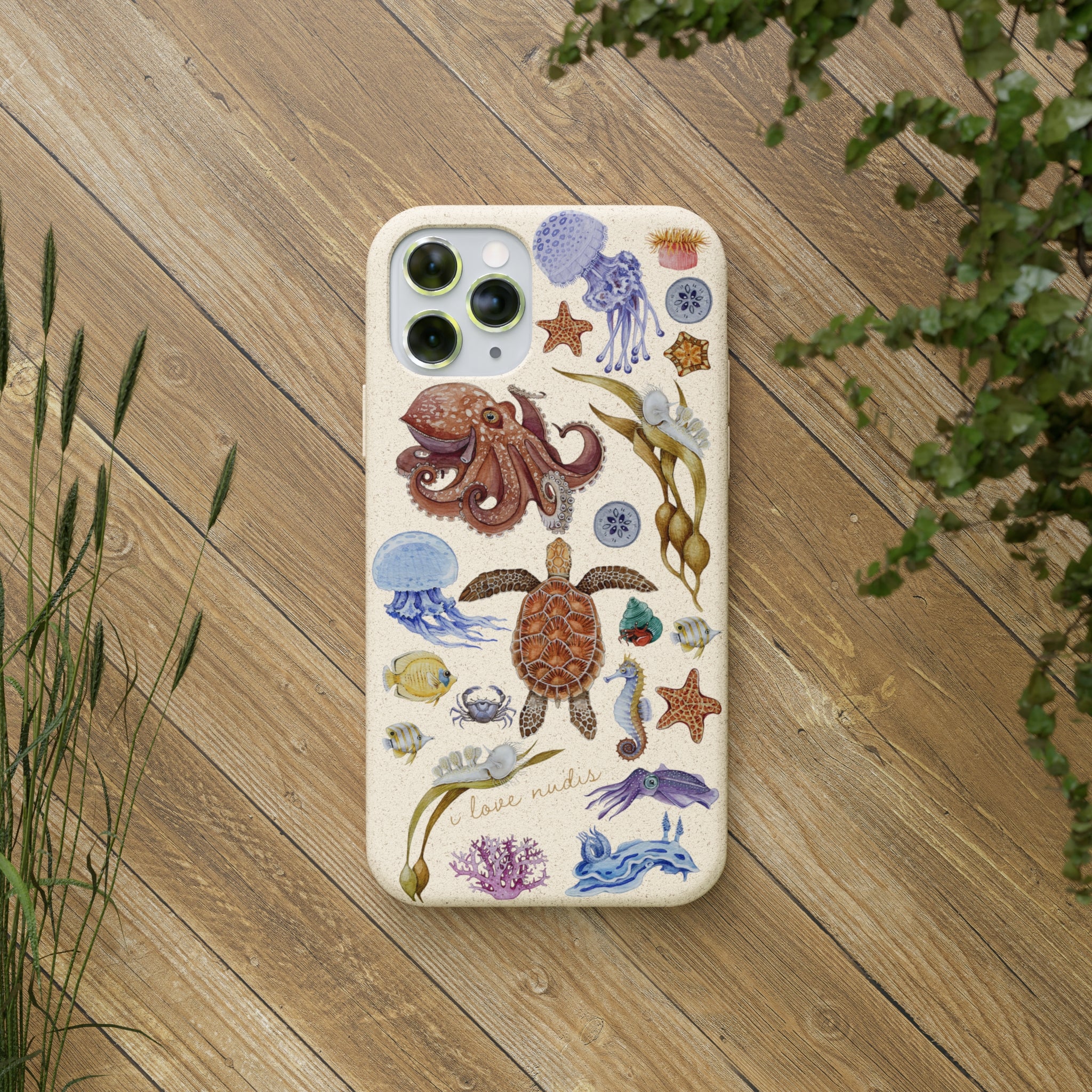 I LOVE NUDIS™ Watercolor Ocean Creatures Biodegradable Phone Case I LOVE NUDIS™ Watercolor Ocean Creatures Biodegradable Phone Case