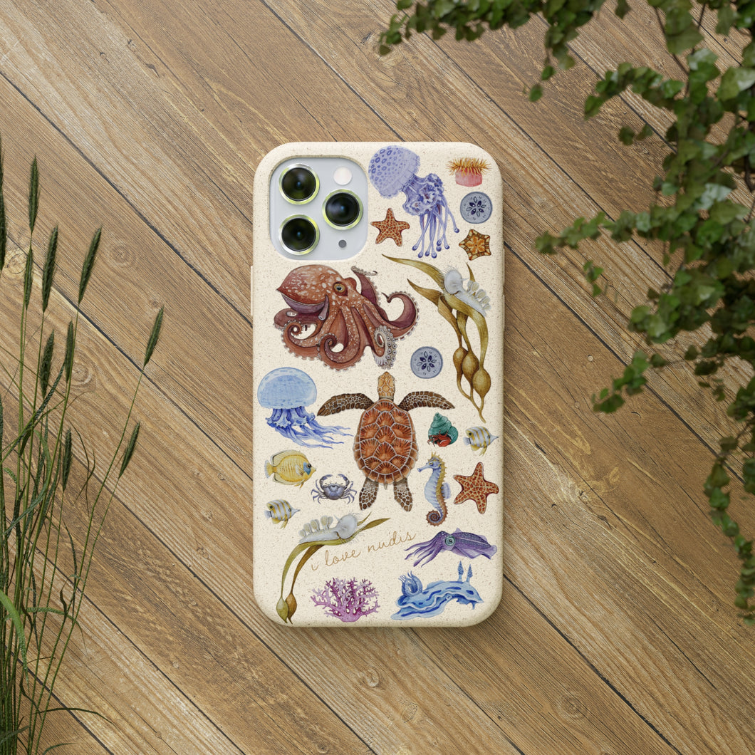 I LOVE NUDIS™ Watercolor Ocean Creatures Biodegradable Phone Case