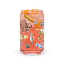 Load image into Gallery viewer, I LOVE NUDIS™ Watercolor Ocean Creatures 16 oz Glass Cup
