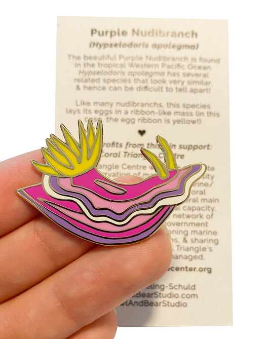 Purple Nudibranch (Hypselodoris apolegma) Wildlife Conservation Pin