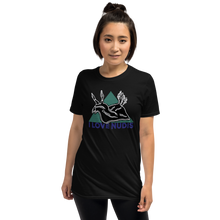 Load image into Gallery viewer, Black I LOVE NUDIS Tshirt on model
