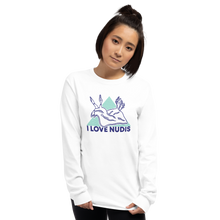 Load image into Gallery viewer, White I LOVE NUDIS Long Sleeve Shirt
