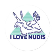 Load image into Gallery viewer, I LOVE NUDIS Logo Nudibranch Stickers
