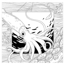 Load image into Gallery viewer, Sea Creatures: A Smithsonian Institute Coloring Book Giant Squid Page
