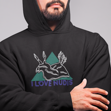 Load image into Gallery viewer, I LOVE NUDIS Nudibranch Hooded Sweatshirt in Black
