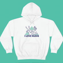 Load image into Gallery viewer, I LOVE NUDIS Nudibranch Hooded Sweatshirt in White
